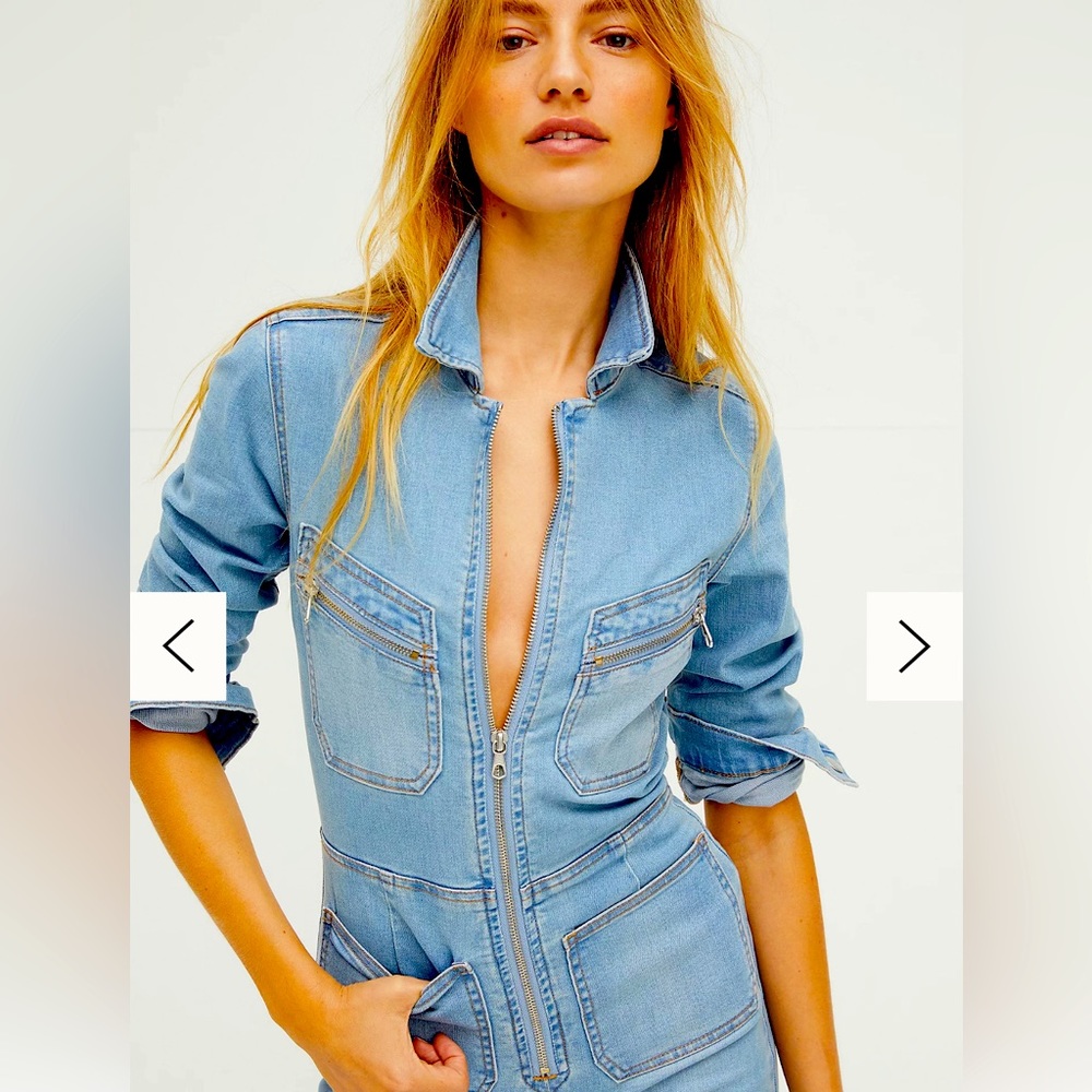 Free People Lennox Denim Jumpsuit